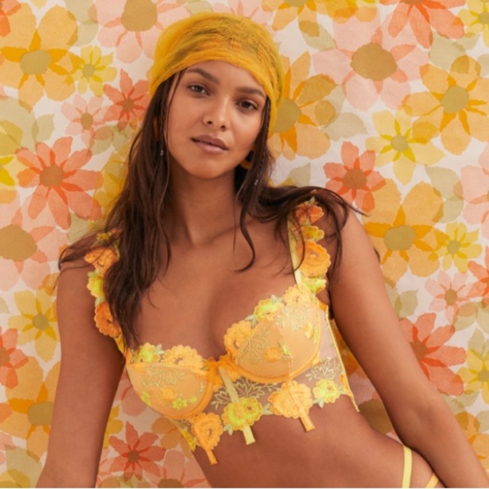 For Love and Lemons Neon Rose Embroidery Bustier